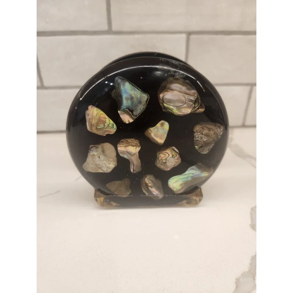 Black Lucite Abalone Shell Napkin Letter Or Napkin Holder Unique Designs Lucite